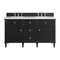 James Martin Vanities 60'' Double Vanity, Black Onyx w/ 3 CM White Zeus Quartz Top 424-V60D-BKO-3WZ - alternate 1